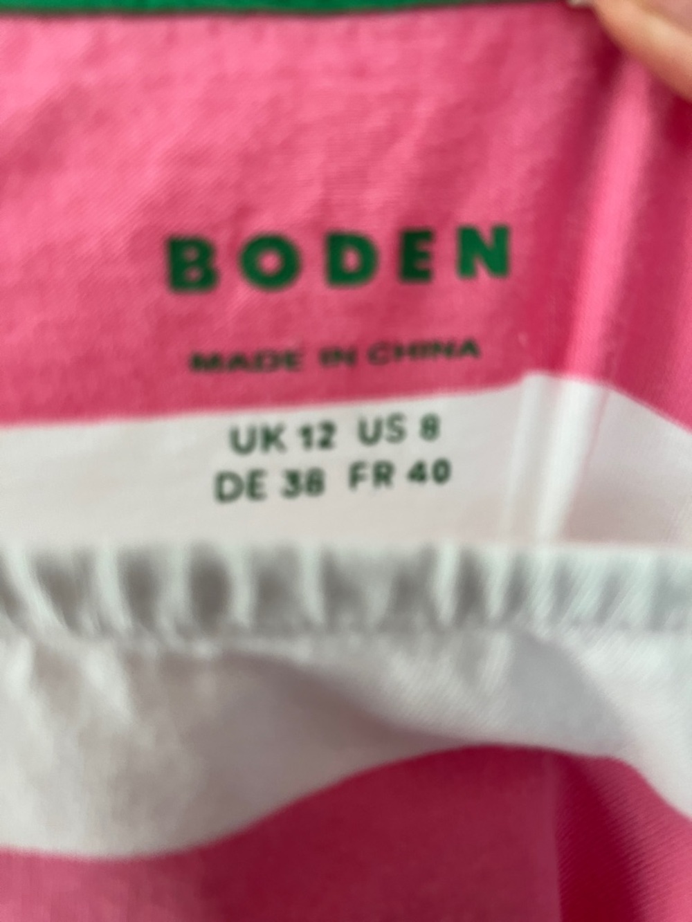 Boden Pink and White Striped Top with Green Logo - Picture 2 of 2